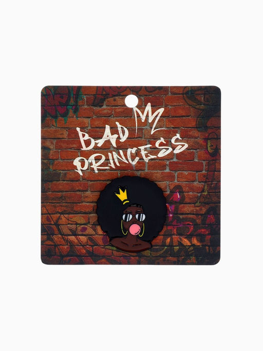 Цена за 5 шт. Значок Девушка уличный стиль, цвет коричнево-чёрный в чёрном металле