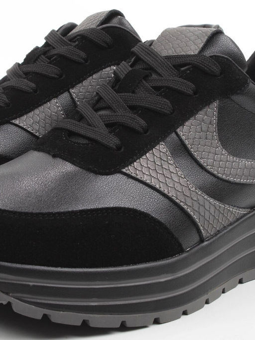 03-A1003-4 BLACK Кроссовки женские (натуральная кожа, натуральная замша) - Фабричный китай фото 3