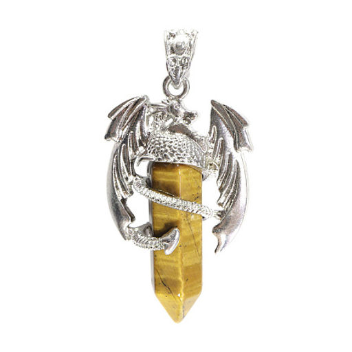 Подвеска Дракон с камнем Тигровый глаз дарует защиту, оберегает и приумножает богатство