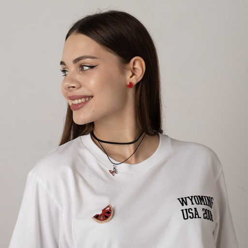 Чокер Двойной с нитью, бабочка, цветной в серебре, L=36см - Queen fair фото 3