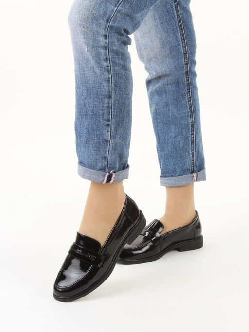 03-DEB17-3 BLACK Лоферы женские (натуральная кожа)