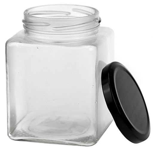 Банка стеклянная с винтовой крышкой Кубик 0,52л, h11см, цветная, металлическая крышка, диаметр горла - 5,8см, основания - 8х8см (Китай) - Домашняя мода фото 3