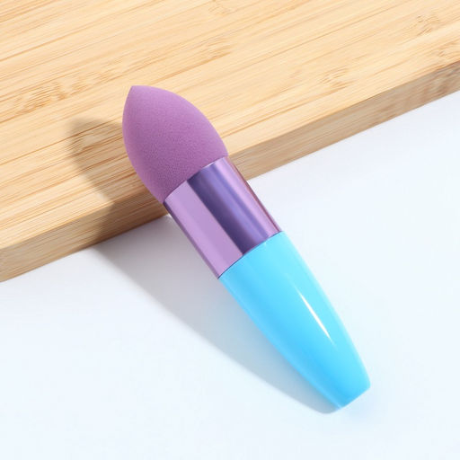 Цена за 3 шт. Спонж для макияжа с ручкой «Капля», 10×2.5 см, цвет голубой/фиолетовый