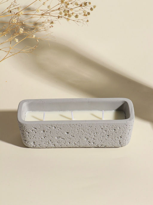 Свеча в вулканическом подсвечнике "Ящик" 3 хлопковых фитиля, серая 5,2х15х4,7 см