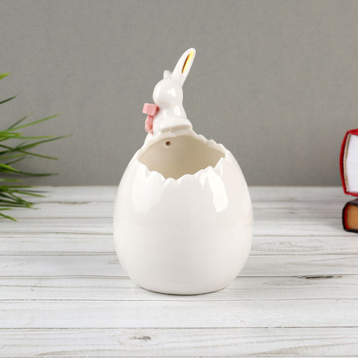 Фигурка кашпо белое Кролик 9х10х15 см / 19182-1W /уп 36/Пасха - ГалеонТрейд фото 8