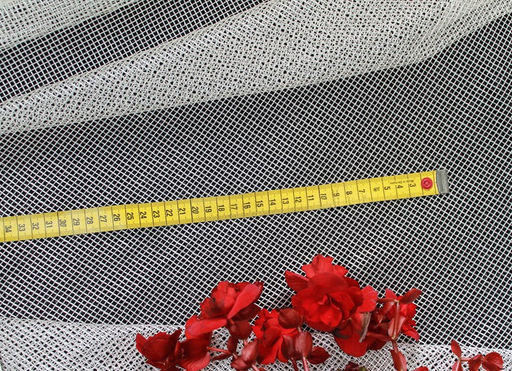 Готовые шторы арт. 12080/300/прям/175, тюль из благородной сетки с кружевом, цвет КРЕМ, шир. 300 см, выс. 175 см, на универсальной шторной ленте. НИЗ ПРЯМОЙ