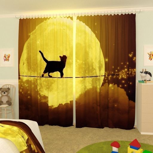 Детские фотошторы Ночной котик Габардин/150 см/225 см