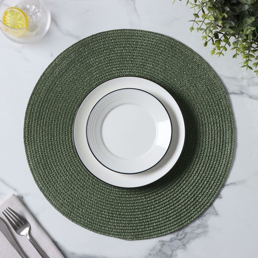 Цена за 12 шт. Салфетка сервировочная на стол Доляна Лофт, d=38 см, цвет зелёный  фото 14