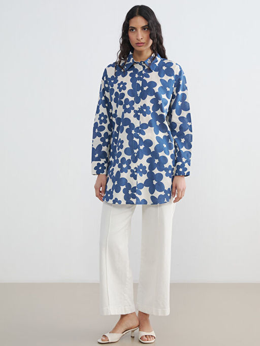 Desenli Oversize Kad?n G?mlek Tunik