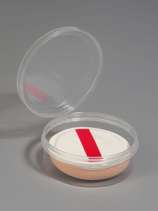 Спонж для макияжа, с держателем, d=5 см, в футляре, круглый, бежевый