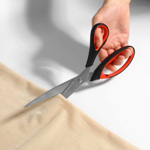 Ножницы универсальные, скошенное лезвие, 26.5 см, чёрные, красные