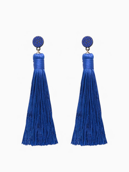 Серьги Кисти гармония, цвет синий L кисти 9.5 см