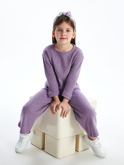 Bisiklet Yaka Basic K?z ?ocuk Ti??rt ve Pantolon 2li