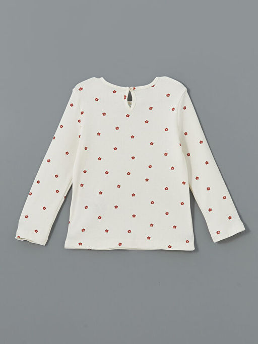 Bask?l? Pamuklu K?z ?ocuk Ti??rt