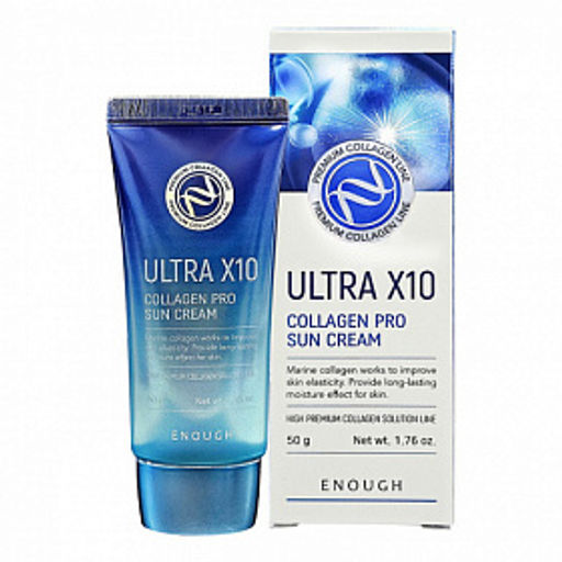 Enough Ultra X10 Collagen Sun Cream SPF 50 Pa+++, 50g/100 - Увлажняющий солнцезащитный крем для лица с коллагеном