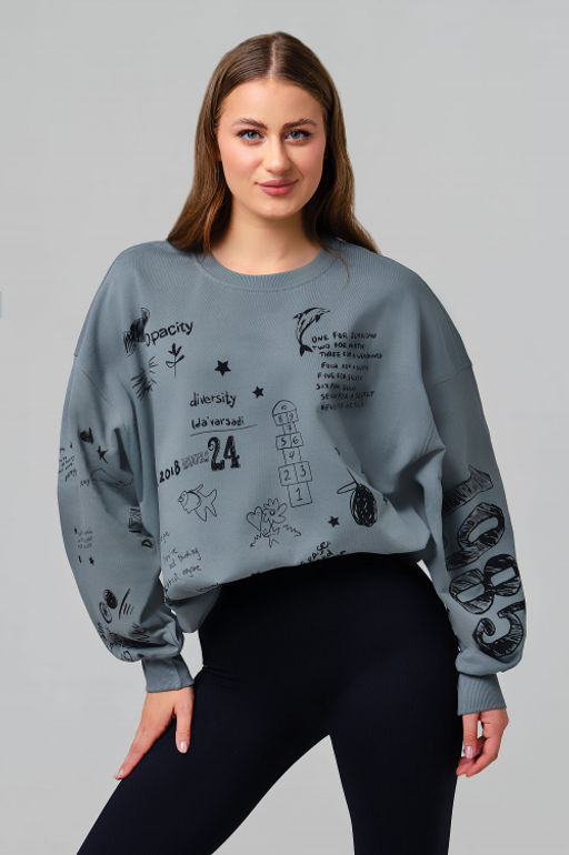 Арт. 15132/1 Свитшот женский оверсайз 46-52 (4 шт) Цвет:темно-серый - Калинка фото 10