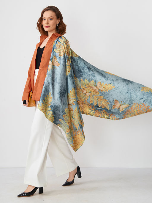 Большой, мягкий, тонкий и очень нежный двусторонний палантин с рисунком - Tantino фото 2