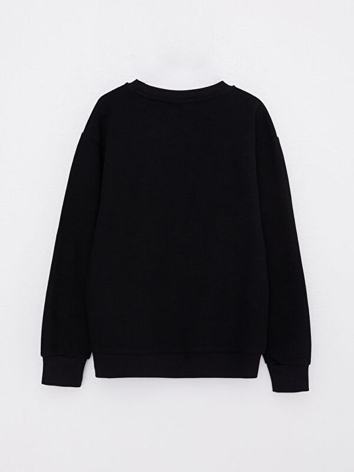 Bisiklet Yaka Bask?l? Uzun Kollu Erkek ?ocuk Sweatshirt