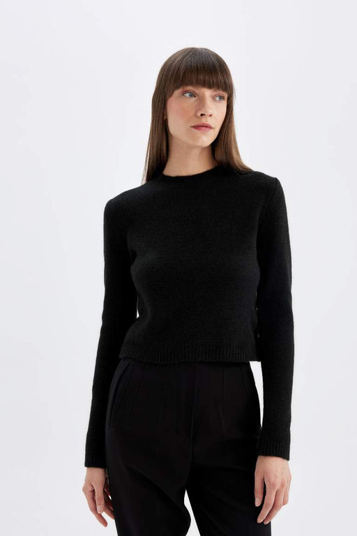 Свитер премиум-класса стандартной посадки с круглым вырезом - Defacto фото 5