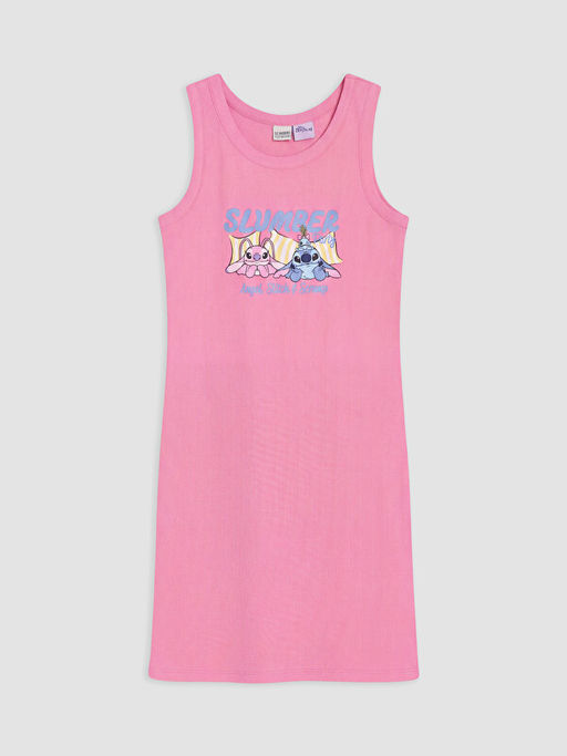 Stitch ve Angel Bask?l? K?z ?ocuk Elbise