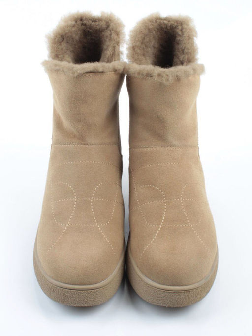 04-PAL272-5Z GREEN/SANDY Ботинки зимние женские (натуральная замша, 100% шерсть, натуральный мех)