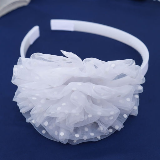 Цена за 6 шт. Ободок для волос «Школьница», облачко горох, d=10 см, белый