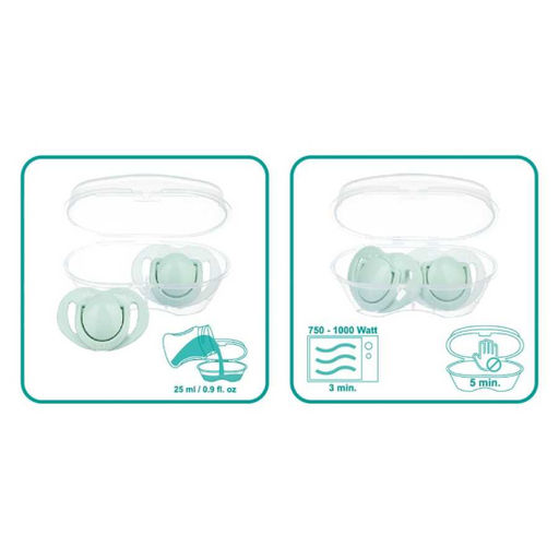 Двойная ортодонтическая пустышка с боксом для хранения 0+, Green 2 шт 7124647 - Mamajoo фото 4