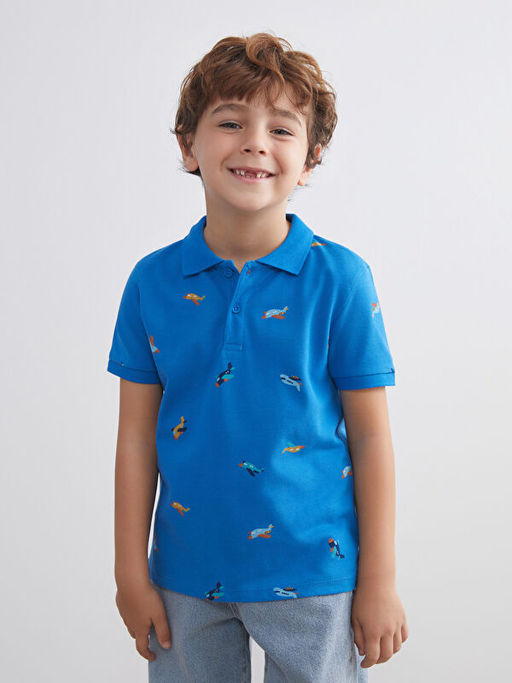 Polo Yaka Bask?l? Erkek ?ocuk Ti??rt