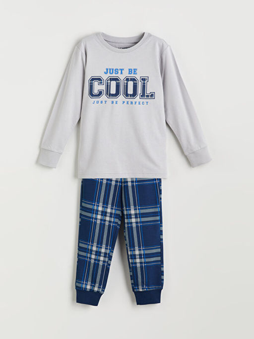 Bisiklet Yaka Bask?l? Erkek ?ocuk Pijama Tak?m?