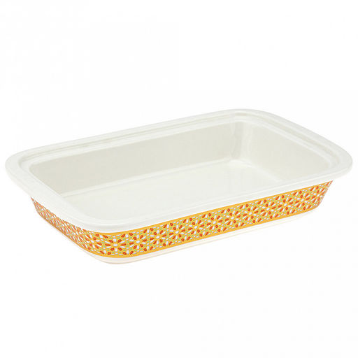 "Мармит Белый" Форма для запекания 750мл, прямоугольная, 25,5х15,5см h4,8см, керамика с деколью, цвет - белый, стеклянная крышка с пароотводом, пластмассовая ручка-кнопка "мишка", металическая подставка с ручками, с подогревом на 1 свечу 32,8х15,5х11