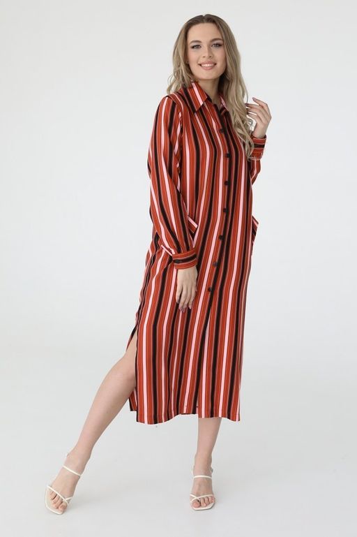 Платье-рубашка прямого кроя с поясом - Looklikecat фото 3