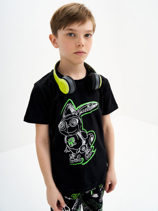 Черная футболка для мальчика с принтом - Kogankids фото 4
