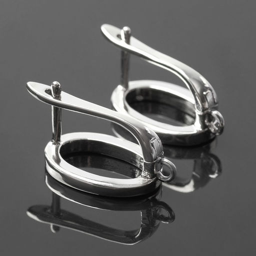 Швензы родированные «Овал», 1,8*1,1см, цвет серебро