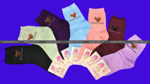 Цена за 12 пар. Лариса носки детские на девочку Кошка внутри махра 15-20 ( длина стопы носка 12-13 см)  фото 12