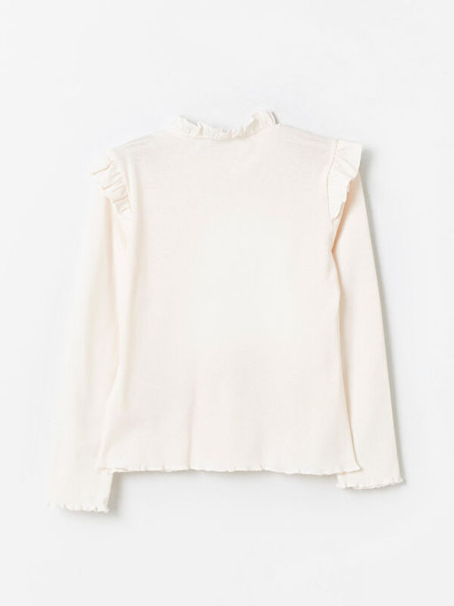 Dik Yaka Basic Uzun Kollu K?z ?ocuk Ti??rt - Waikiki фото 3