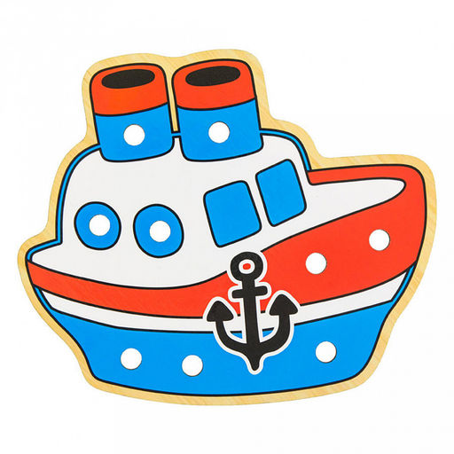 Игрушка "Шнуровка "Кораблик" 16,5х14х0,6см, ЛХДФ, текстиль, в пакете с подвесом (Россия)