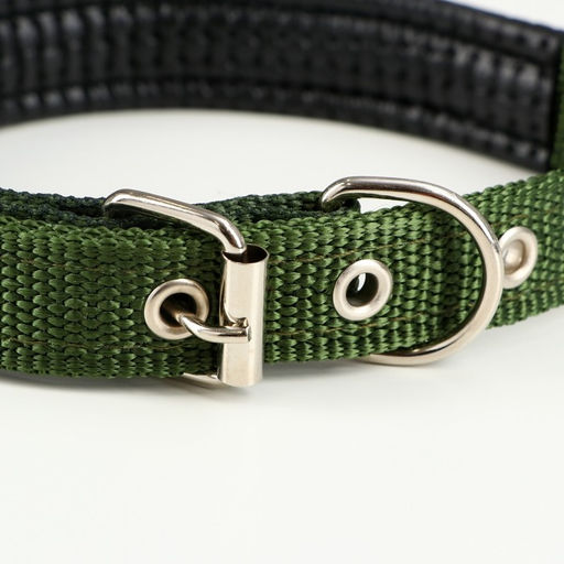 Ошейник Комфорт комбинированный, 45 х 2 см, ОШ 30-39 см, темно-зеленый 609528 - Пижон фото 3
