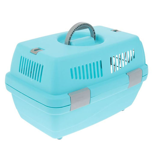 Переноска пластиковая Неон 48х32х29,5 см, вес животного до 12 кг, голубая - Пижон фото 2
