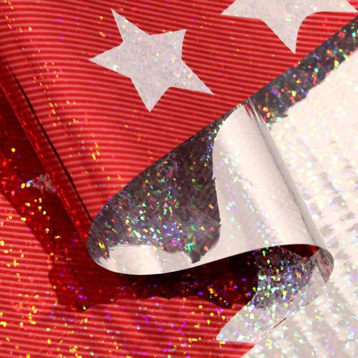 Цена за 50 шт. Пленка голография для цветов, подарков и декора Звёзды, красный, 70?100 см