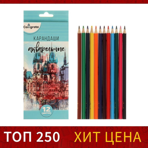 Карандаши цветные акварельные 12 цветов, заточенные, в картонной коробке - Calligrata фото 5