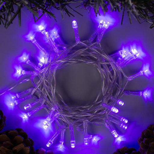 Гирлянда Нить 2 м, IP20, прозрачная нить, 20 LED, 2 режима, батарейки AAх3 (нет в комплекте), свечение фиолетовое