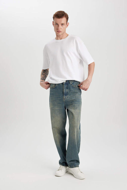 Джинсовые брюки Baggy Fit с широким узором и нормальной талией, широкие брюки - Defacto фото 2