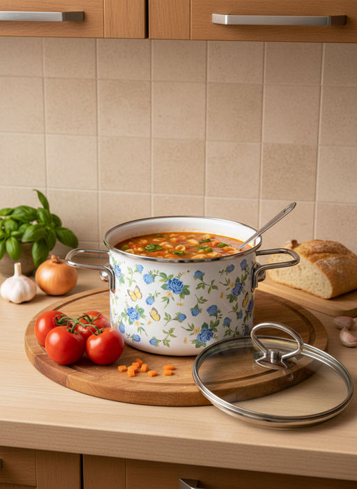 Кастрюля цил. 2л "Summer Time", белосн., 1SD165S