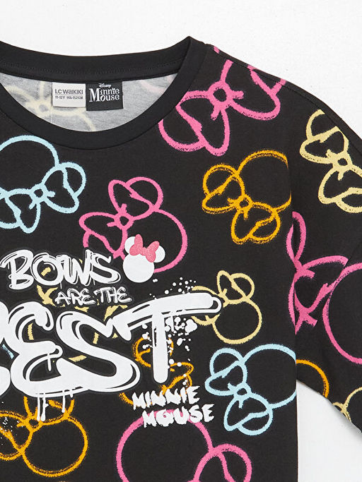 Bisiklet Yaka Minnie Mouse Bask?l? K?sa Kollu K?z ?ocuk Ti??rt - Waikiki фото 3