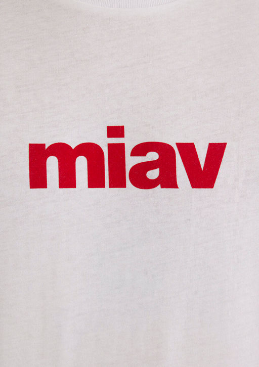 K?rm?z? Miav Bask?l? Beyaz Tisort - Mavi фото 7