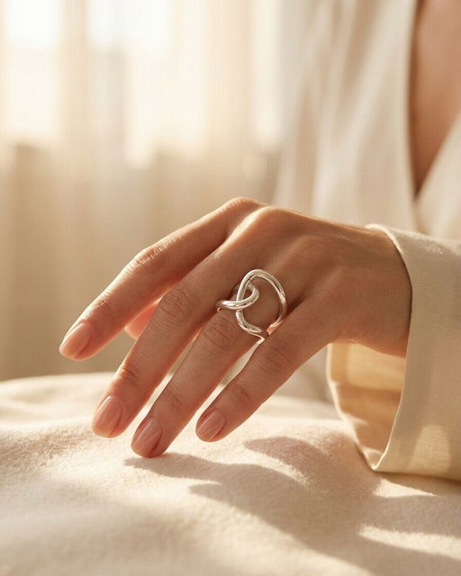 Кольцо с белым серебрением