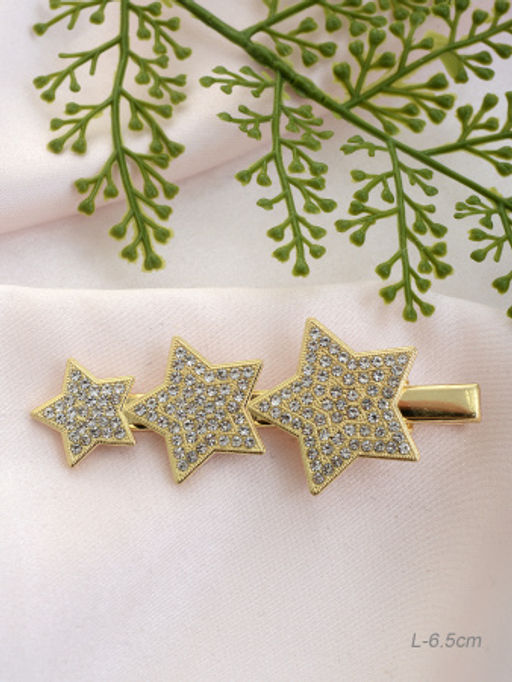 Заколка-зажим для волос 6,5 см Микс / GTK-35 /уп 12/золото/стразы (Сердца) - Галеонтрейд фото 3