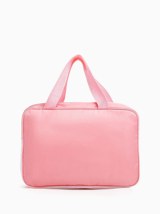 Косметичка - сумочка на молнии с сеткой, с ручками, с вышивкой, розовая - Simaland фото 2