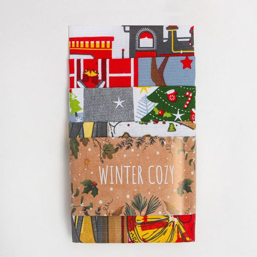 Набор новогодних кухонных полотенец Доляна Волшебство 35?60 см-4 штуки, 100% хлопок