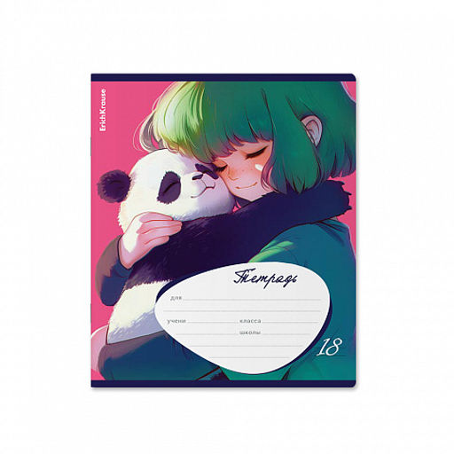 Цена за 10 шт. Тетрадь школьная ученическая ErichKrause Panda Hugs, 18 листов, линейка (в плёнке по 10 шт.)_MIX-PACK  фото 3